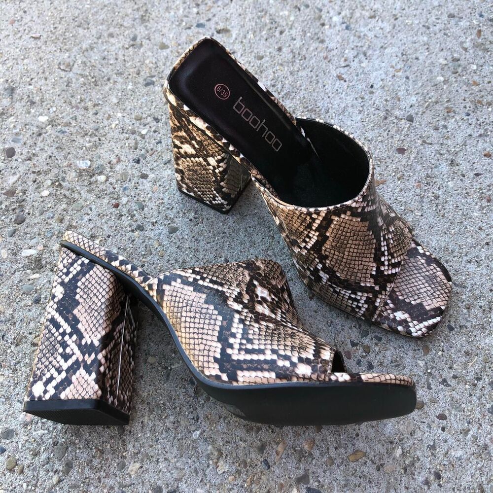 Snake Print Block Heel - image 4